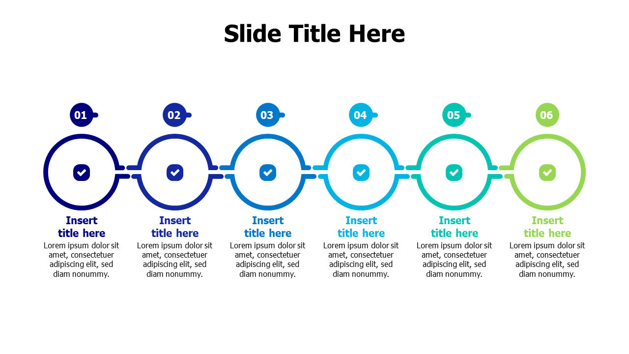 6 points circles with small numbering infographic