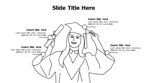 4 points outline graduated girl infographic