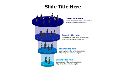 4 points colored funnel with figures infographic