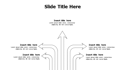 5 points different directions standing doodle arrows infographic PowerPoint Template