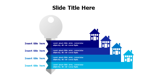 4 points colored ket with houses infographic