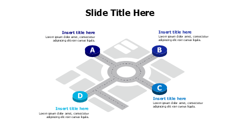 4 points cross road map infographic