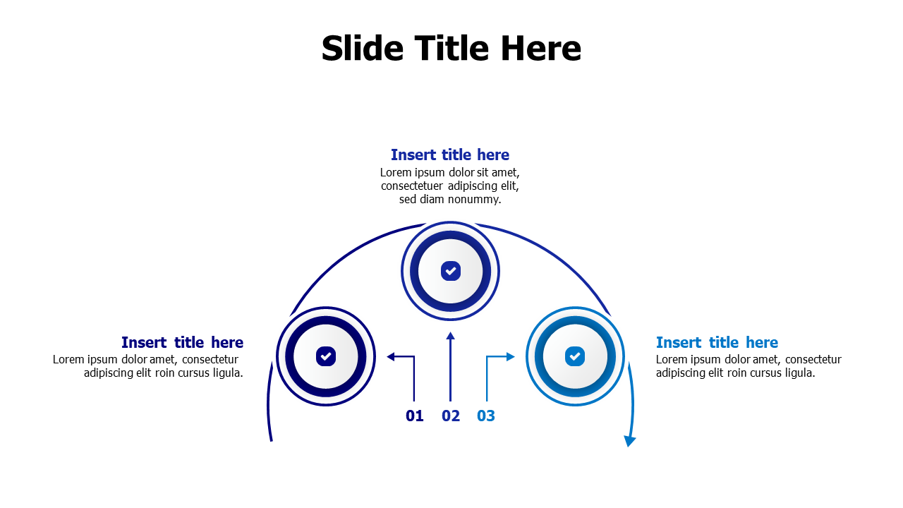 Three Step Circular Process Flow — Alternate Layout | Arrows-branching ...