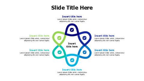 6 points colored divided flower infographic