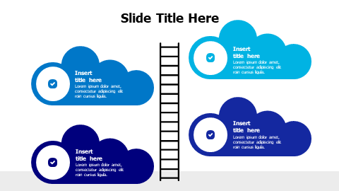 4 points colored clouds with a ladder infographic