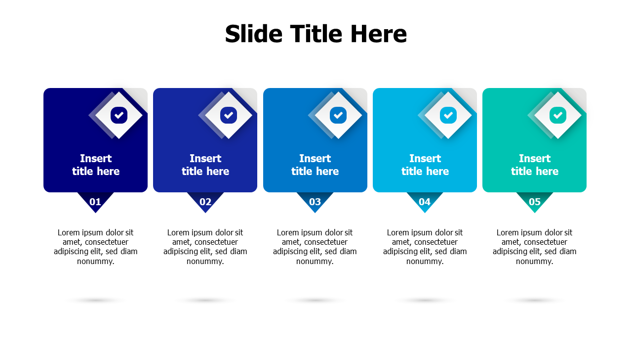 5 sqaures with icons infographic