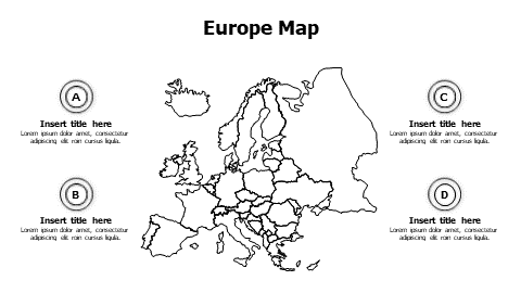 4 points outline Europe map infographic