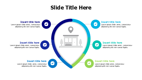 6 points house with location pin infographic