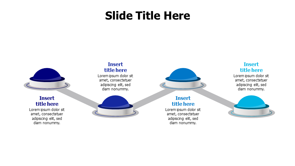 4 buttons on a zigzag line infographic PowerPoint Template