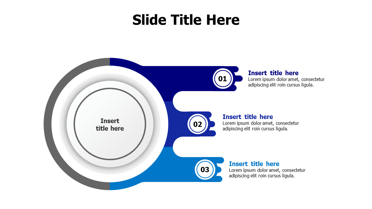 3 shapes branching from a circle infographic with numbering