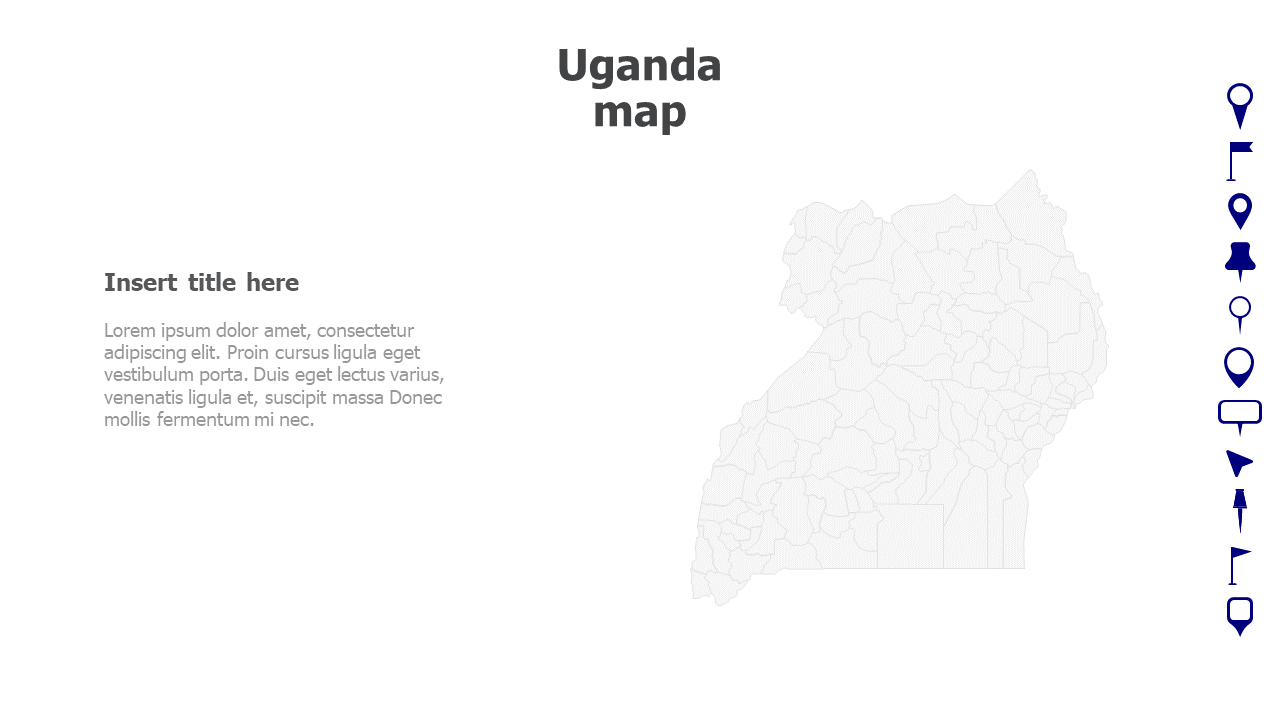 Map,Editable map,pins,countries,counties,infographics,continent,powerpoint,powerpoint infographics,Google slides,Keynote,Uganda map