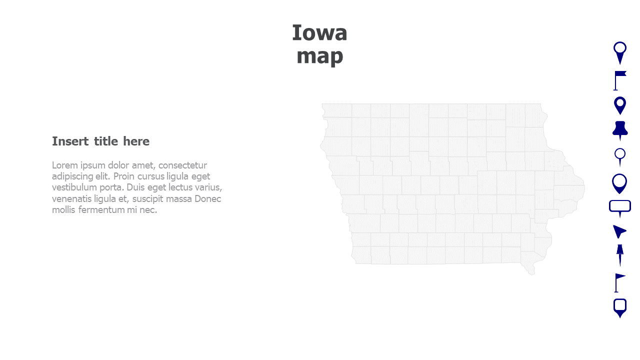 Map,Editable map,pins,countries,counties,infographics,continent,powerpoint,powerpoint infographics,Google slides,Keynote,Iowa map