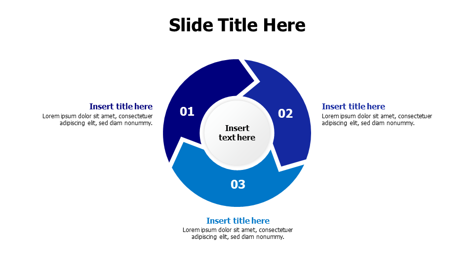 3 points rounded arrows with a circle infographic PowerPoint Template