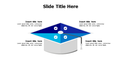 4 points divided graduation hat infographic