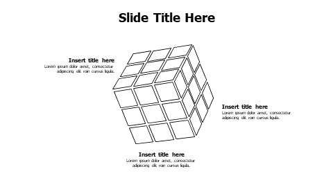 3 points outline 3D rubik's cube infographic