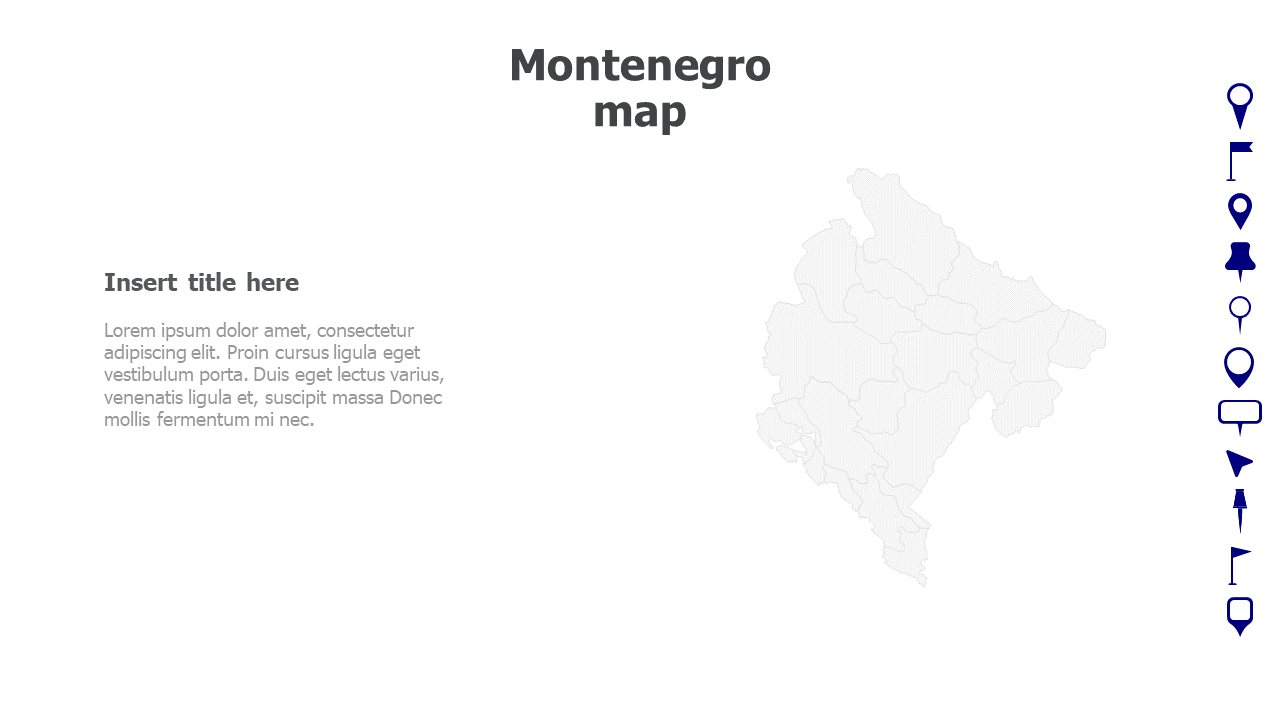 Map,Editable map,pins,countries,counties,infographics,continent,powerpoint,powerpoint infographics,Google slides,Keynote,Montenegro map