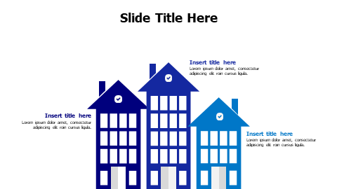 3 points colored houses infographic