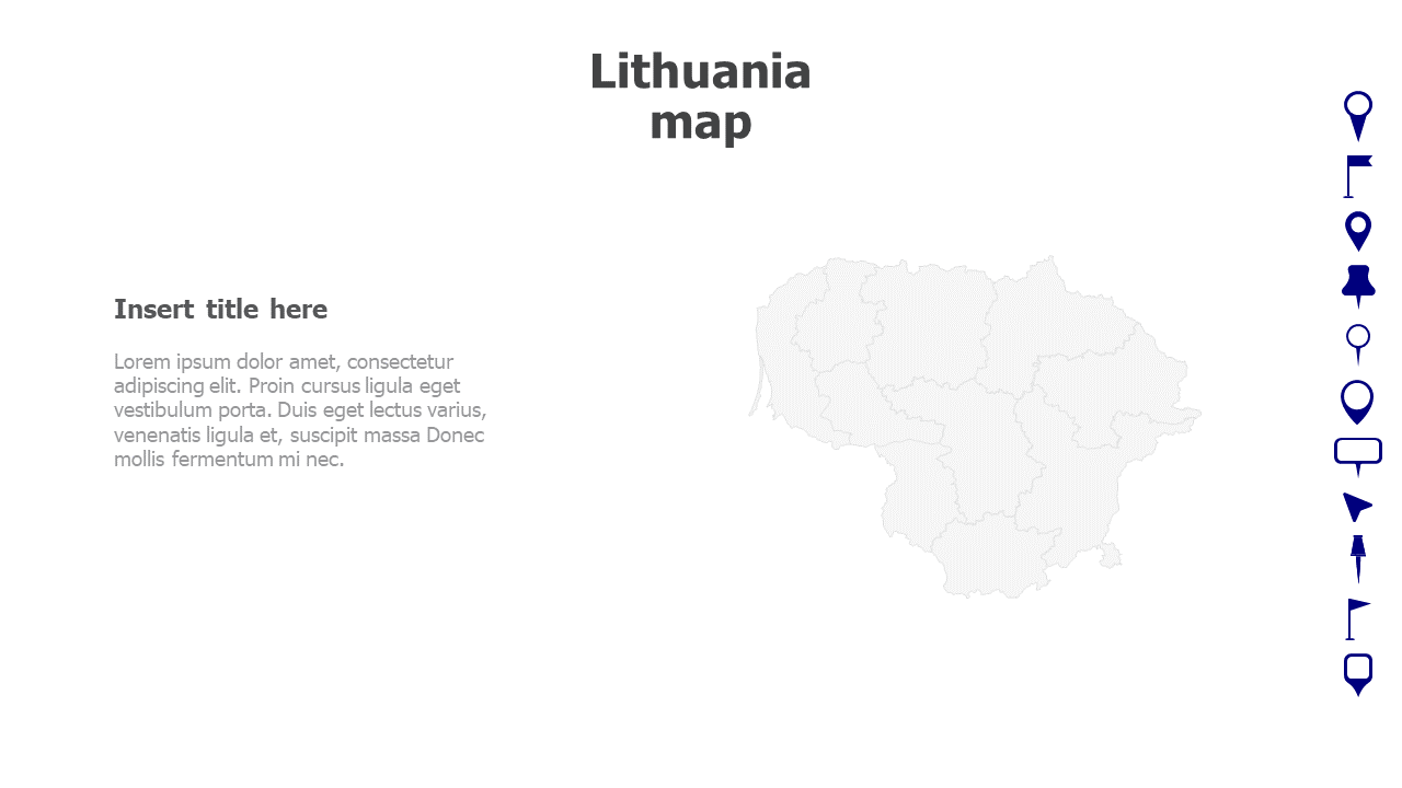 Map,Editable map,pins,countries,counties,infographics,continent,powerpoint,powerpoint infographics,Google slides,Keynote,Lithuania map