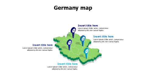 Germany 3D map with location pins