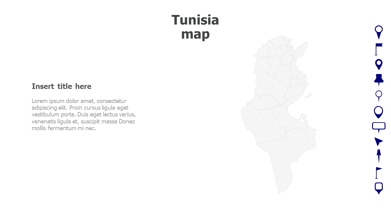 Map,Editable map,pins,countries,counties,infographics,continent,powerpoint,powerpoint infographics,Google slides,Keynote,Tunisia map