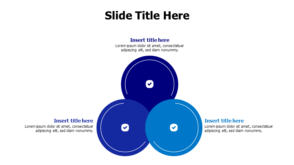 Three Circle Venn Diagram Checkmark Layout | Multipurpose | PPT Design