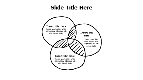 3 points circles with shared dark areas infographic