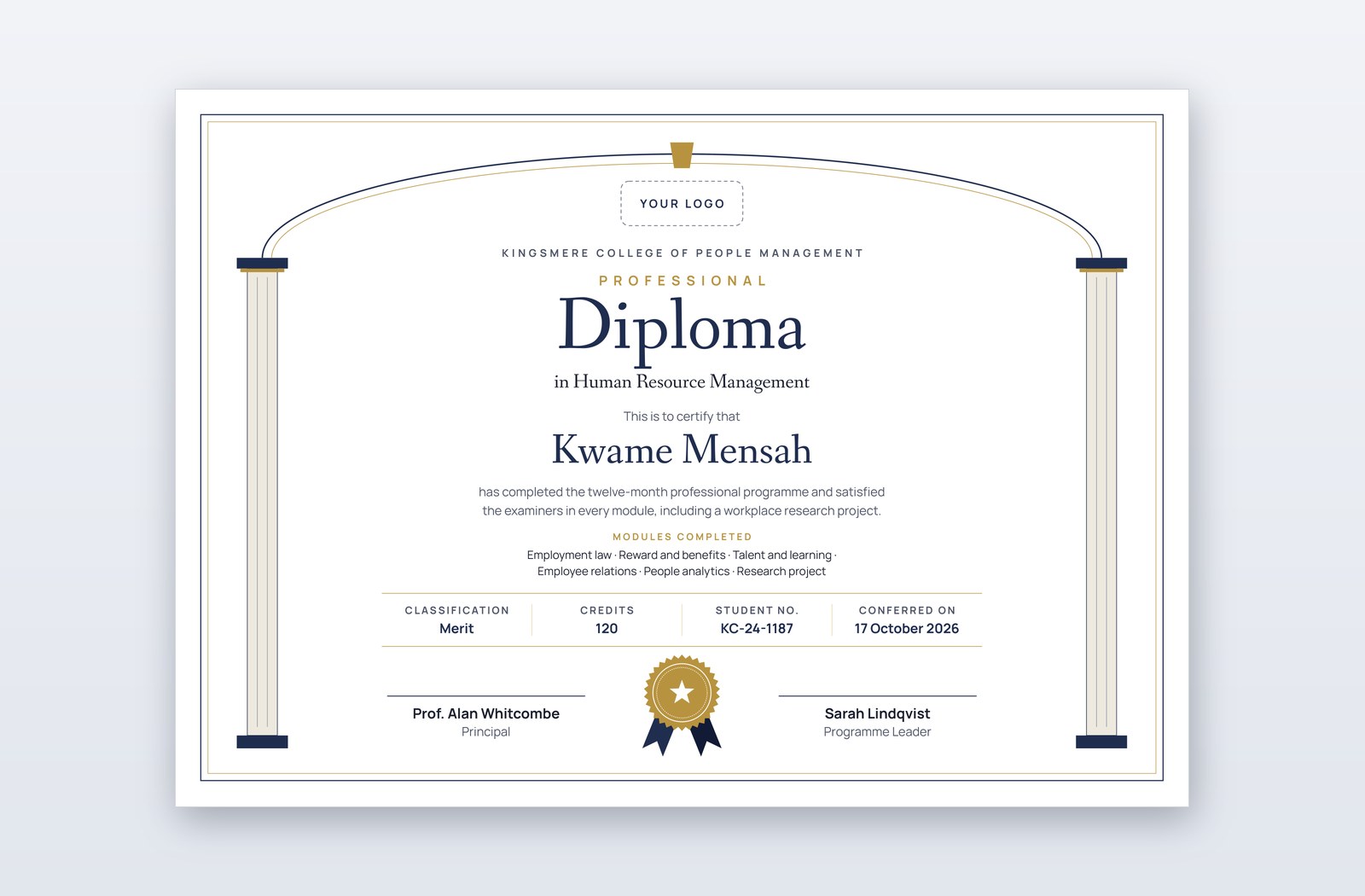 Meme Powerpoint Diplôme professionnel – modèle Frontispiece | PPT-Design