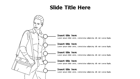 5 points outline man holding a bag infographic