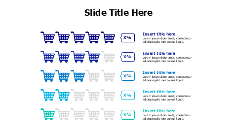 5 points editable shopping carts infographic