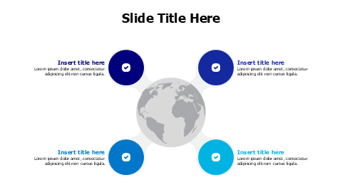 4 points colored circles with earth infographic
