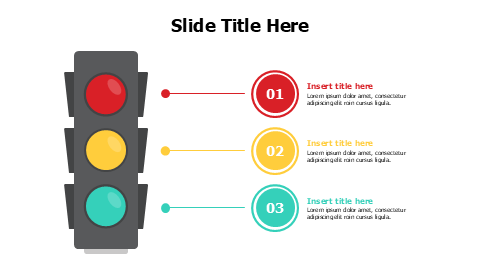 3 points traffic lights with numbers and lines infographic