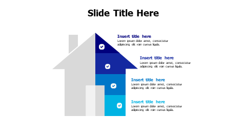 4 points half colored home infographic with icons