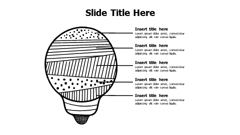 5 points divided doodle with patterns bulb infographic