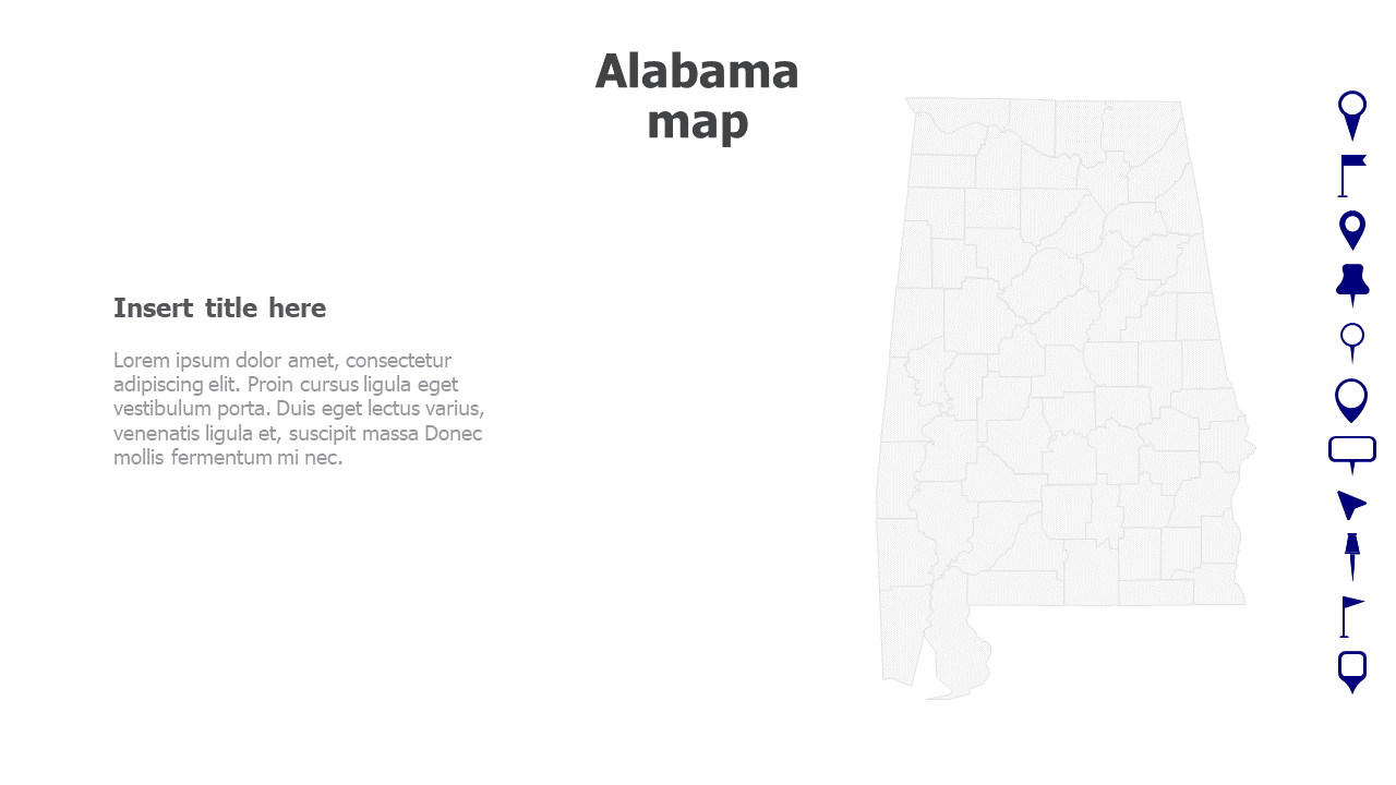 Map,Editable map,pins,countries,counties,infographics,continent,powerpoint,powerpoint infographics,Google slides,Keynote,Alabama map