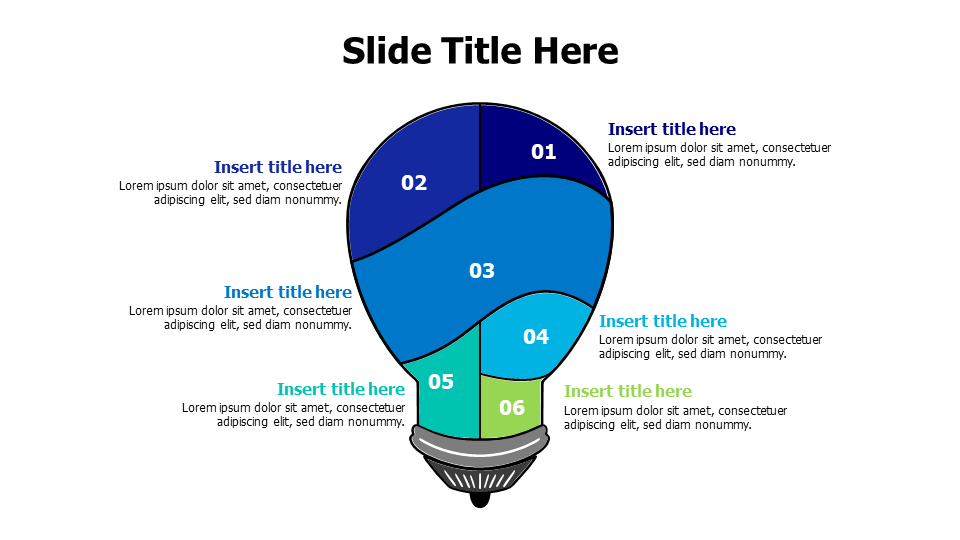 Six Section Light Bulb Innovation Diagram