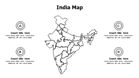4 points outline India map infographic