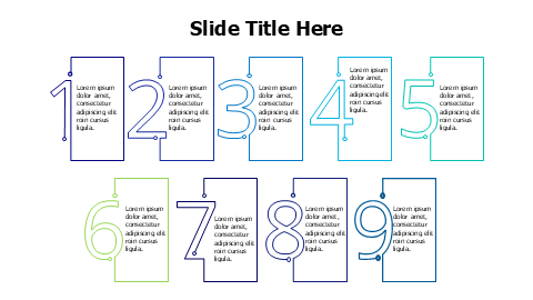 9 outlines colored numbers infographic