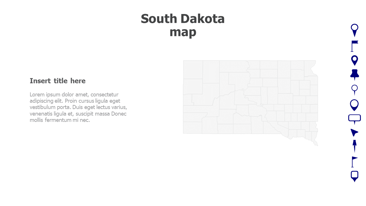 Map,Editable map,pins,countries,counties,infographics,continent,powerpoint,powerpoint infographics,Google slides,Keynote,South Dakota map