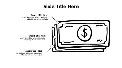 3 points from a sketchy outlined dollar infographic