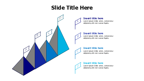 4 points 3D minimal pyramids infographic