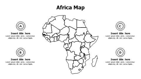 4 points outline Africa map infographic
