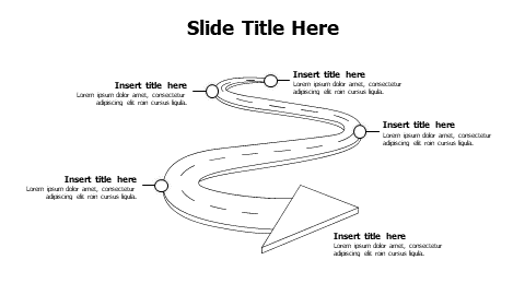 5 points outline Roadmap with arrow infographic