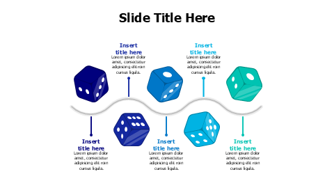 5 points zigzag line with dices infographic