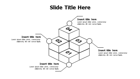 4 points outline building cubes infographic