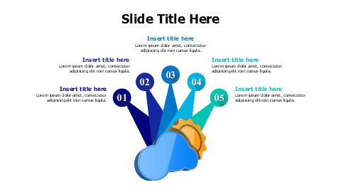 5 points 3D sun and cloud infographic