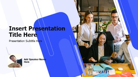 Blue Curved Stripe Business Cover Theme PowerPoint Template