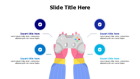 4 points gaming controller with icons infographic