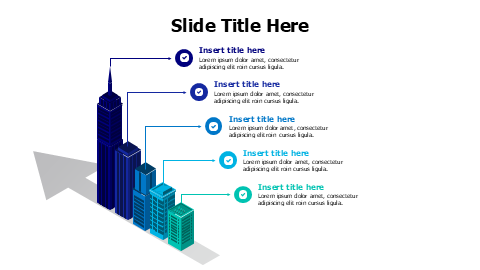 5 points 3D colored buidlings infographoc