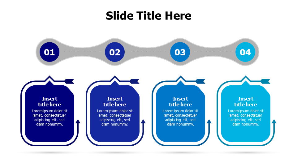 4 squares with arrow frames infographic