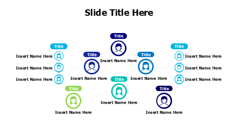 6 points colored org chart infographic PowerPoint Template